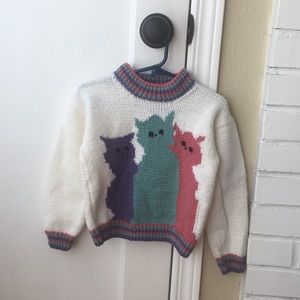 Hand Knit Vintage Cat Sweater